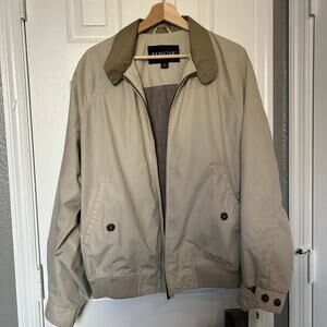 Towne by London Fog Khaki Zip Front Jacket Mens M Minimalist Gorpcore